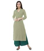 Green embroidered cotton cotton-kurtis