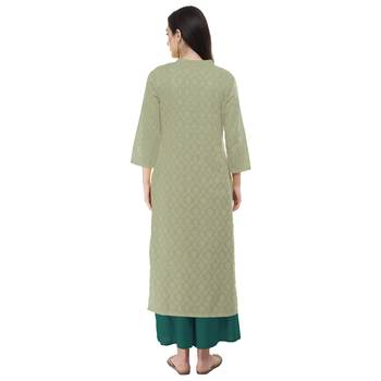 Green embroidered cotton cotton-kurtis 2