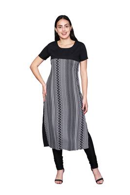 Black embroidered cotton cotton-kurtis 1