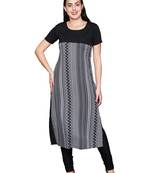 Black embroidered cotton cotton-kurtis