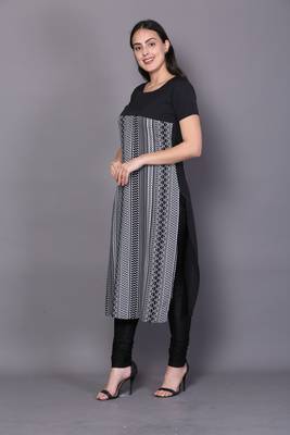 Black embroidered cotton cotton-kurtis 3