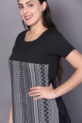Black embroidered cotton cotton-kurtis 5