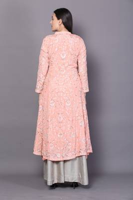 Pink embroidered georgette cotton-kurtis 2