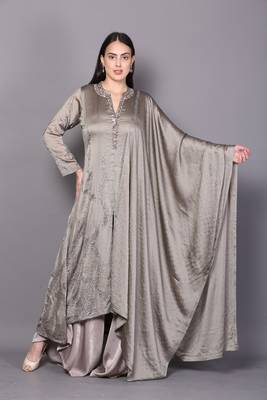 Grey embroidered crepe cotton-kurtis 1