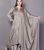 Grey embroidered crepe cotton-kurtis