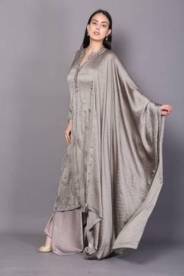 Grey embroidered crepe cotton-kurtis 4