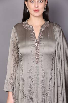 Grey embroidered crepe cotton-kurtis 5