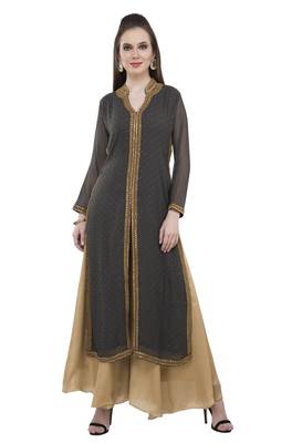 Grey embroidered georgette cotton-kurtis 1