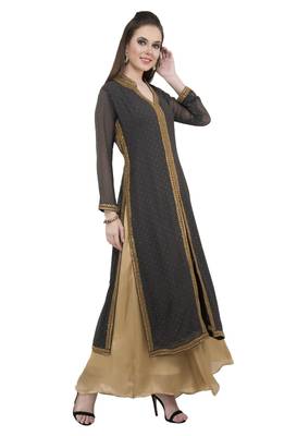 Grey embroidered georgette cotton-kurtis 3