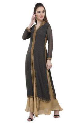 Grey embroidered georgette cotton-kurtis 4