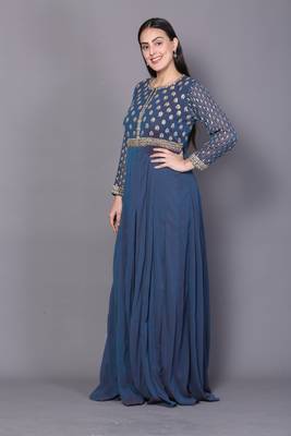 Blue embroidered georgette cotton-kurtis 4