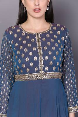 Blue embroidered georgette cotton-kurtis 5