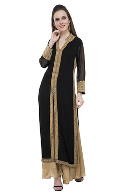 Black embroidered georgette cotton-kurtis 1