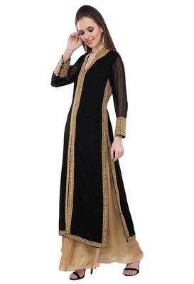 Black embroidered georgette cotton-kurtis 3