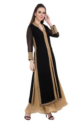 Black embroidered georgette cotton-kurtis 4