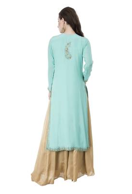 Blue embroidered georgette cotton-kurtis 2