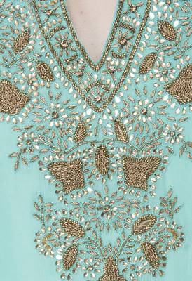 Blue embroidered georgette cotton-kurtis 5