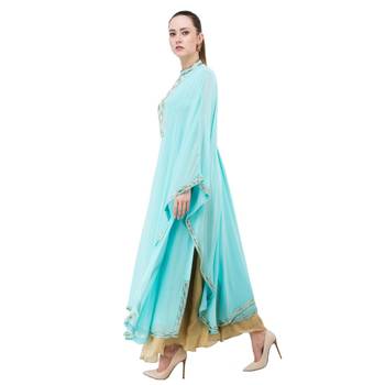 Blue embroidered georgette cotton-kurtis 4