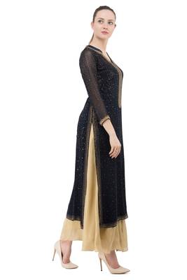 Black embroidered georgette cotton-kurtis 3