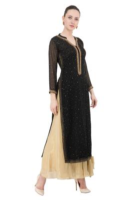 Black embroidered georgette cotton-kurtis 5