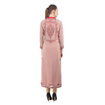 Peach embroidered georgette cotton-kurtis 2