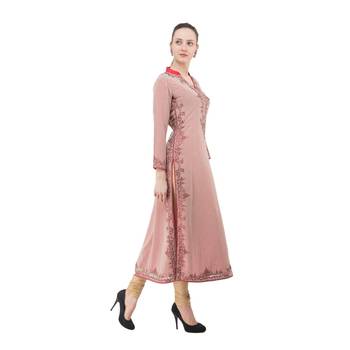 Peach embroidered georgette cotton-kurtis 3