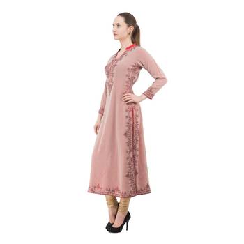 Peach embroidered georgette cotton-kurtis 4
