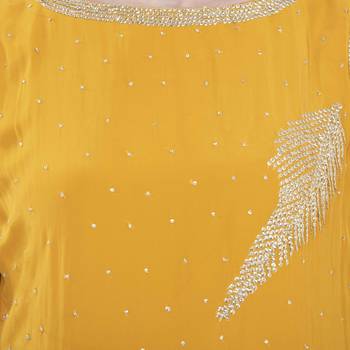 Yellow embroidered georgette cotton-kurtis 5