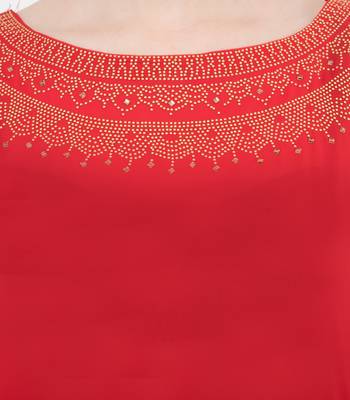 Red embroidered georgette cotton-kurtis 5