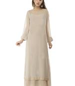 Fawn embroidered georgette cotton-kurtis