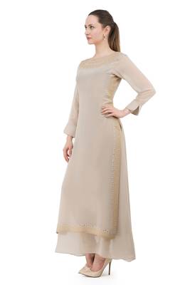 Fawn embroidered georgette cotton-kurtis 3