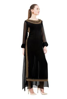 Black embroidered georgette cotton-kurtis 3
