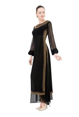 Black embroidered georgette cotton-kurtis 4