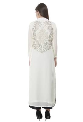 White embroidered georgette cotton-kurtis 2