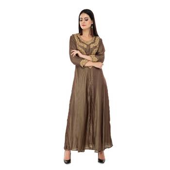 Brown embroidered crepe cotton-kurtis 1
