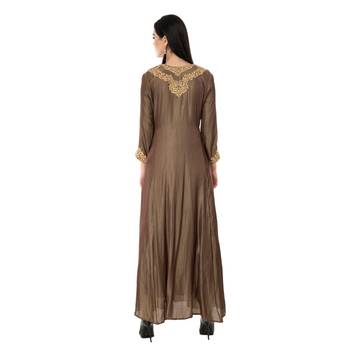 Brown embroidered crepe cotton-kurtis 2