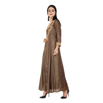 Brown embroidered crepe cotton-kurtis 3