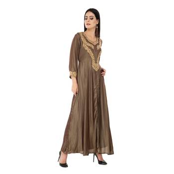 Brown embroidered crepe cotton-kurtis 4