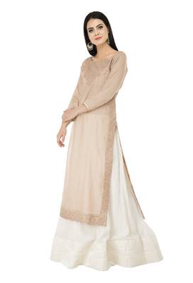 Beige embroidered cotton cotton-kurtis 3