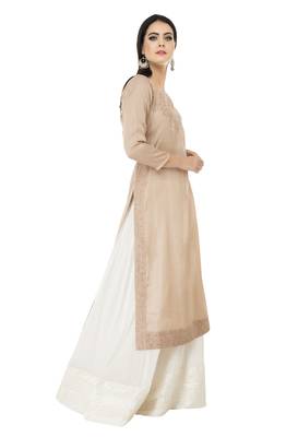 Beige embroidered cotton cotton-kurtis 4