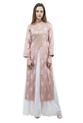 Pink embroidered cotton cotton-kurtis 1