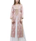 Pink embroidered cotton cotton-kurtis