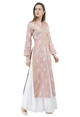 Pink embroidered cotton cotton-kurtis 2