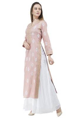 Pink embroidered cotton cotton-kurtis 3