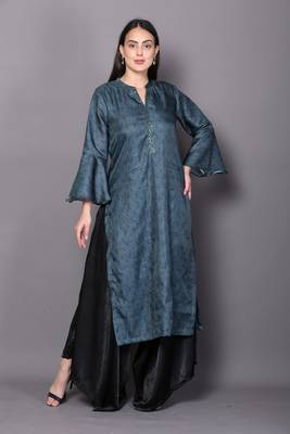 Green embroidered rayon cotton-kurtis 1