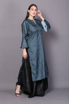 Green embroidered rayon cotton-kurtis 3