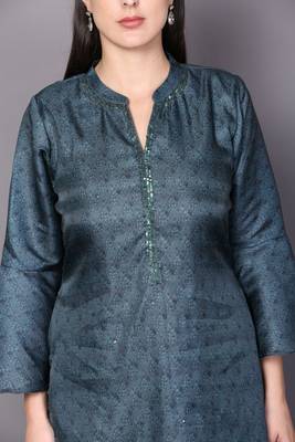 Green embroidered rayon cotton-kurtis 5