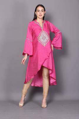 Grey embroidered crepe cotton-kurtis 1