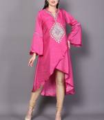 Grey embroidered crepe cotton-kurtis