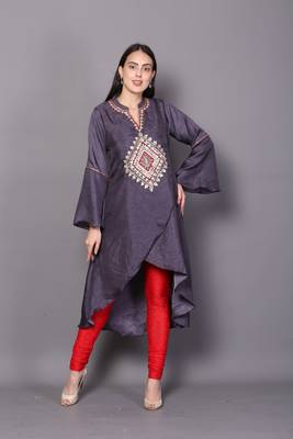 Pink embroidered rayon cotton-kurtis 1